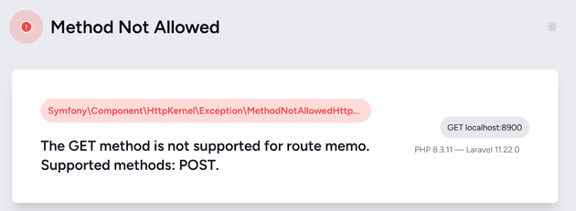 Laravelの405エラー画像